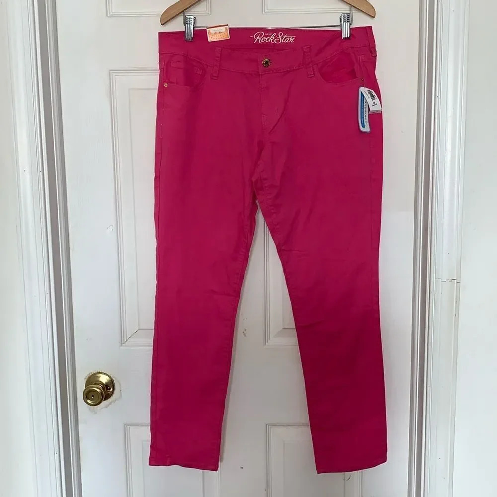 Old Navy Pink Rockstar Super Skinny Low Rise Jeans Size 14